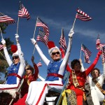 Women on the Ms. Senior Golden Years USA 2012 & Queens Court float ride in the Nevada Day parade in Carson City, Nev. on Saturday, Oct. 27, 2012. Photo by Cathleen Allison