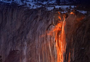 Glowing Horsetail Fall in Yosemite National Park